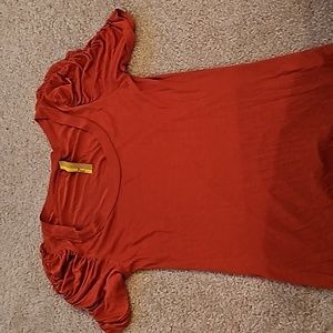 Rust Red Ruched Sleeve Top